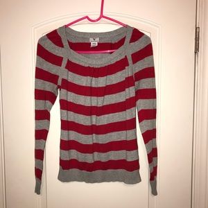 Red & Gray Striped Sweater